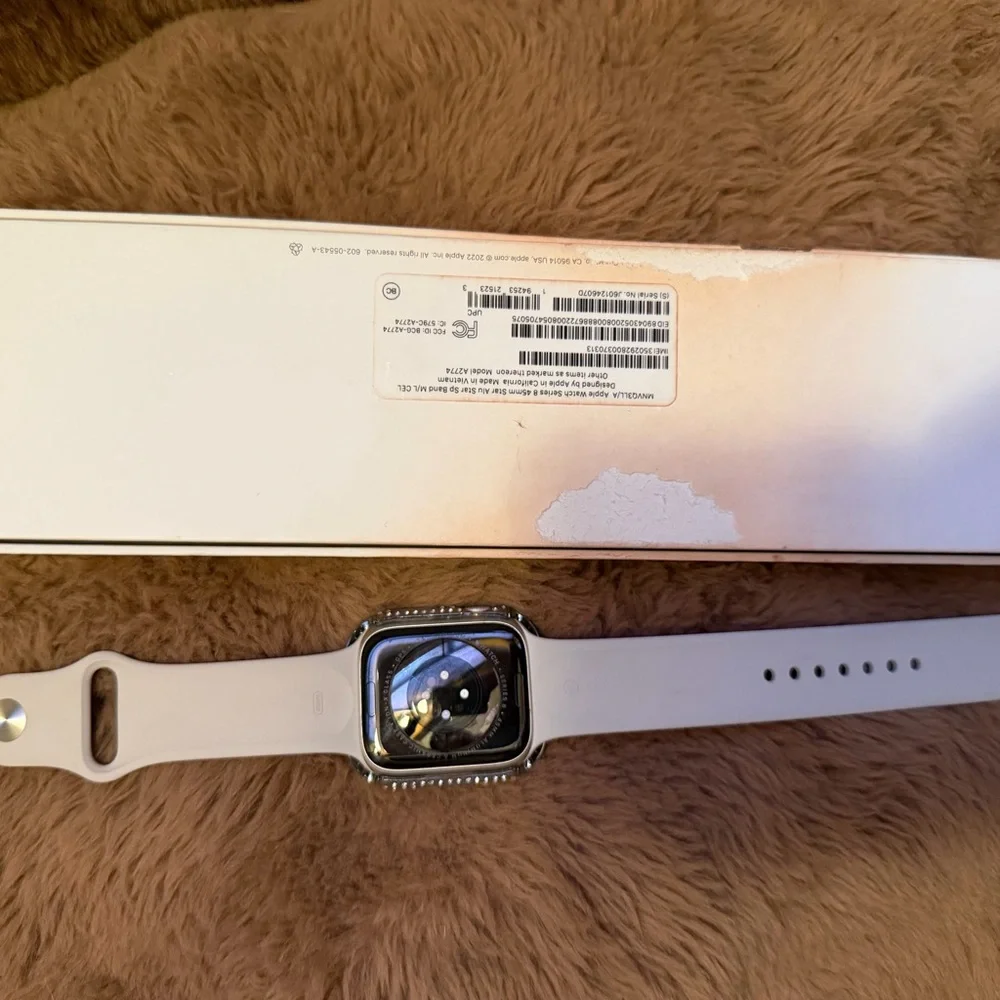Apple White Smartwatch with Crystal Bezel